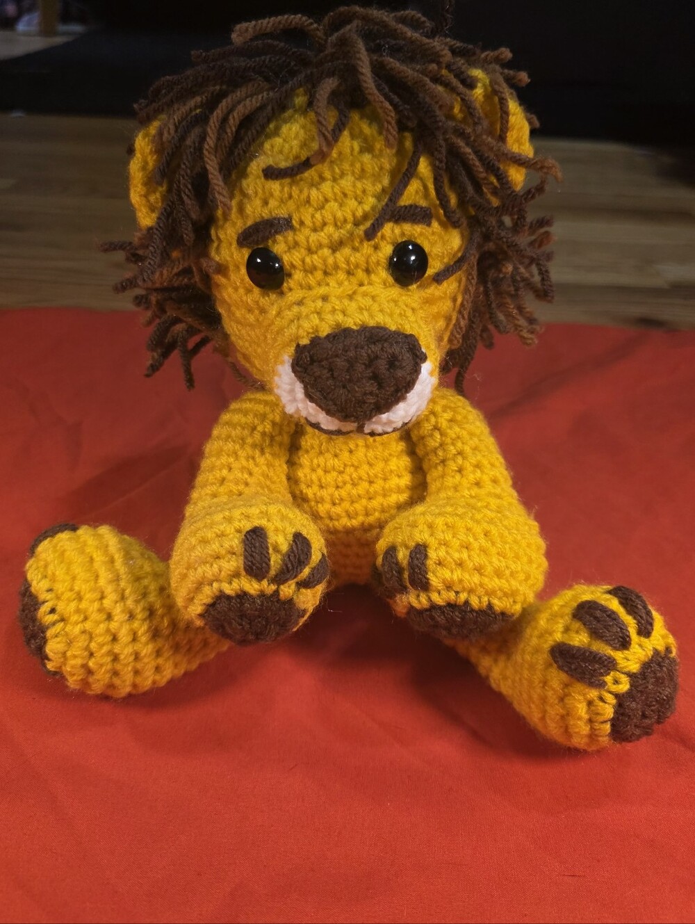 Handmade Yellow Crochet Lion Plush Toy for Kids,  10 Inches